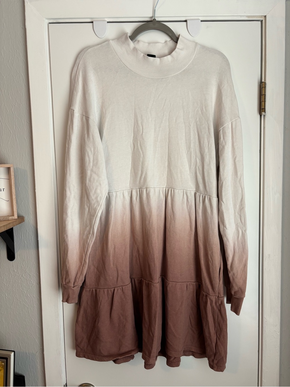wild fable Cream Ombre Tiered Sweatshirt Dress
